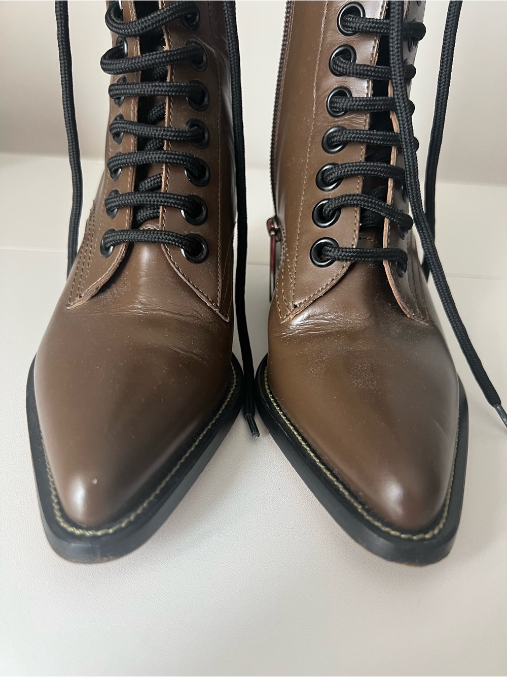 Chloé Rylee Cacao Brown Leather Lace Up Ankle Boots Size 36 - Picture 10 of 12